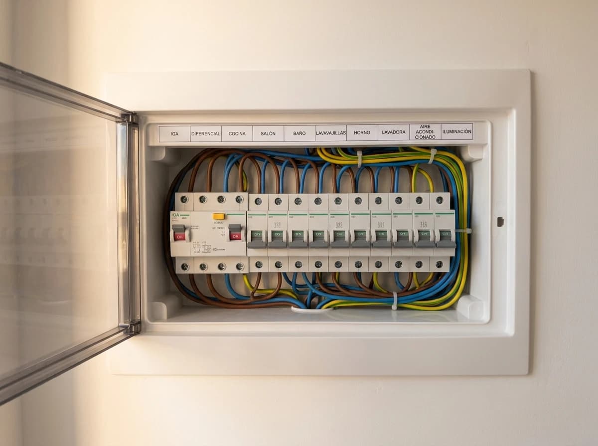 Cuadro eléctrico nuevo instalado, con diferencial, IGA y magnetotérmicos etiquetados